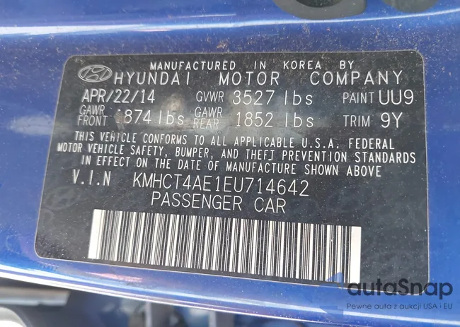 KMHCT4AE1EU714642: 42316341