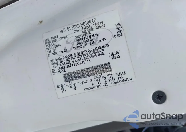 1FMZU67K45UB51716: 42316389