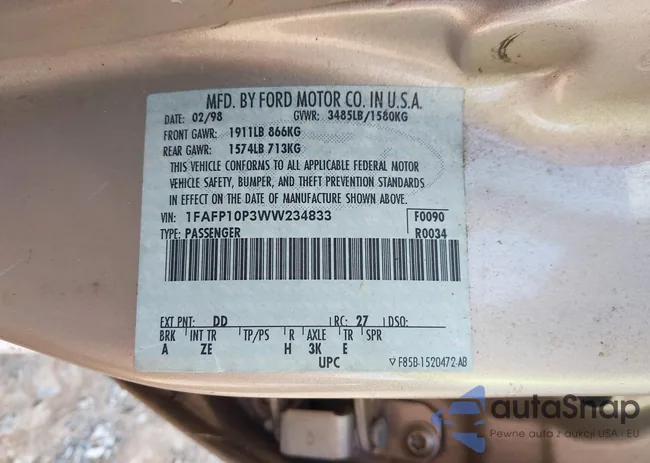 1FAFP10P3WW234833: 42316400