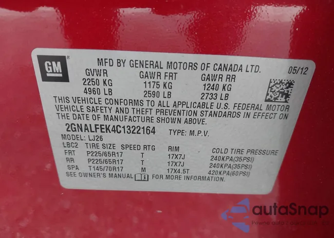 2GNALFEK4C1322164: 42316579