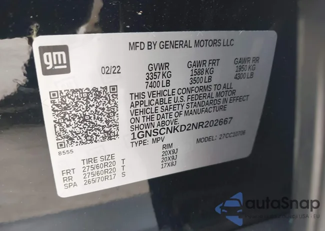 1GNSCNKD2NR202667: 42316609