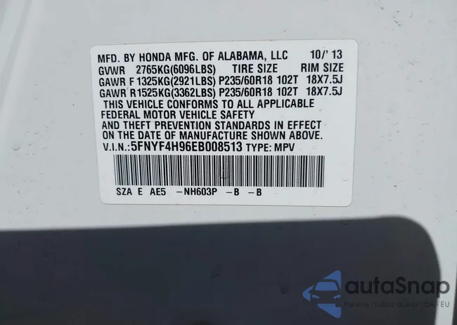 5FNYF4H96EB008513: 42316619