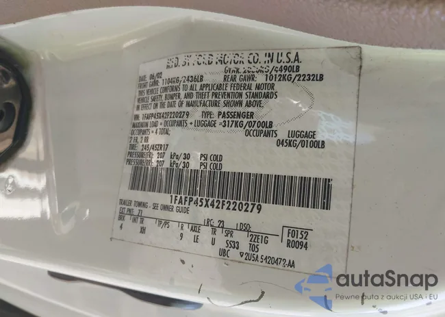 1FAFP45X42F220279: 42316008