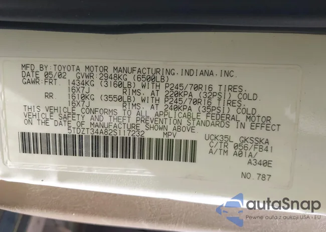 5TDZT34A82S117232: 42317323