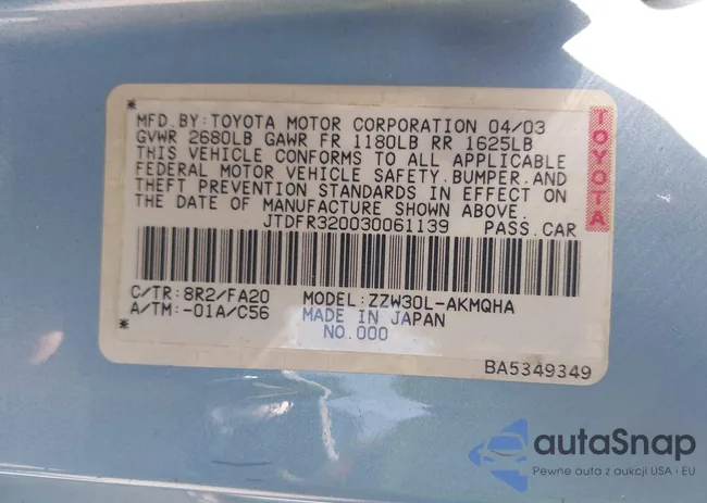 JTDFR320030061139: 42317430