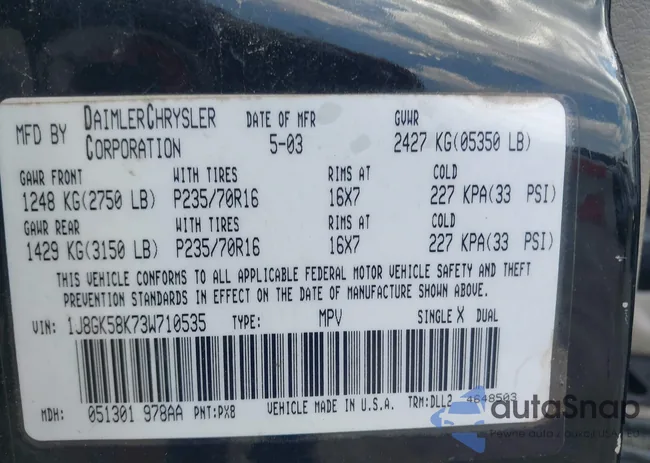 1J8GK58K73W710535: 42317609