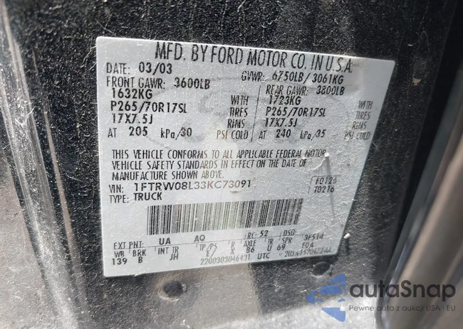 1FTRW08L33KC73091: 42317768