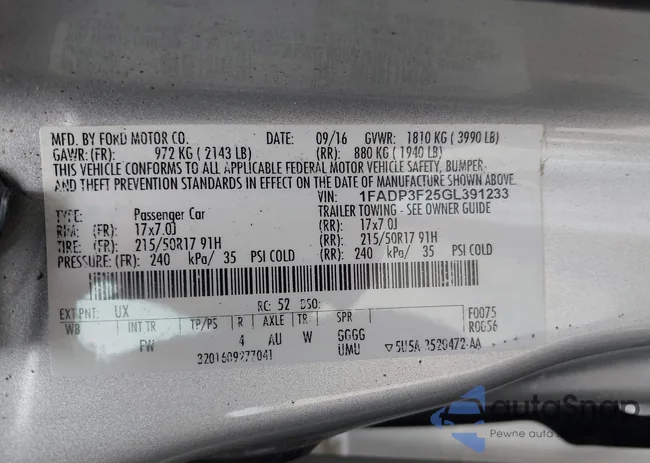 1FADP3F25GL391233: 42316800