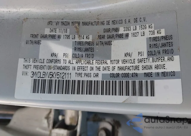 3MYDLBYV5KY512111: 42317107