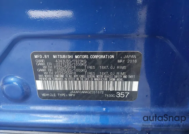 JA4AR3AW4GZ051872: 42318262