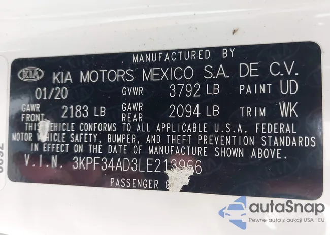 3KPF34AD3LE213966: 42318307