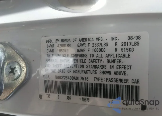 1HGCP26499A017516: 42318367