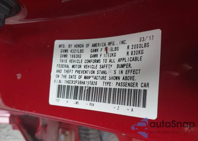 1HGCR2F56HA196826: 42318419