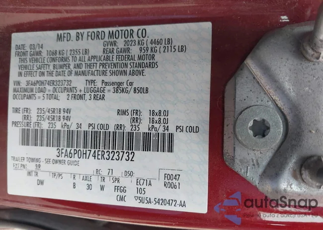 3FA6P0H74ER323732: 42318685