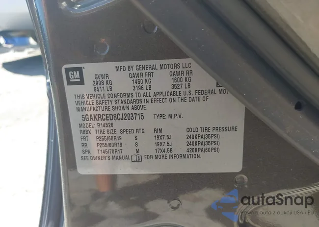 5GAKRCED8CJ203715: 42318778