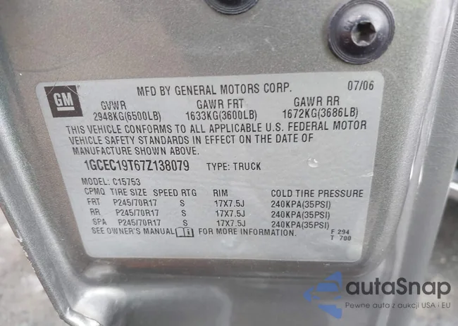 1GCEC19T67Z138079: 42317918