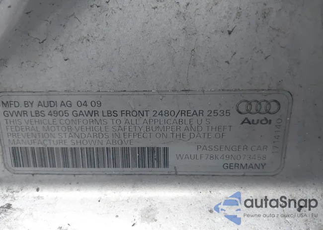 WAULF78K49N073458: 42317954