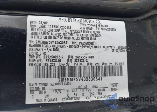 2MEHM75V43X630841: 42318085