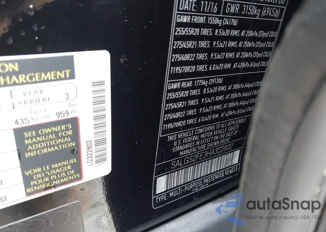 SALGS2FE3HA322802: 42318095