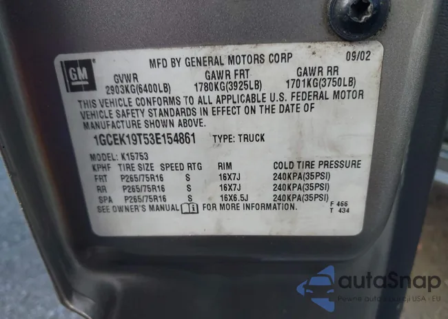 1GCEK19T53E154861: 42319205