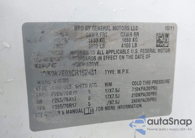 1GNSK2E03CR162431: 42319279