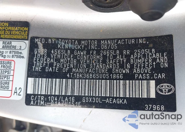 4T1BK36B65U051866: 42319385