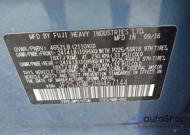 JF2SJGWC2HH467144: 42319496