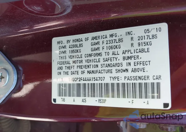 1HGCP2F44AA154707: 42319660