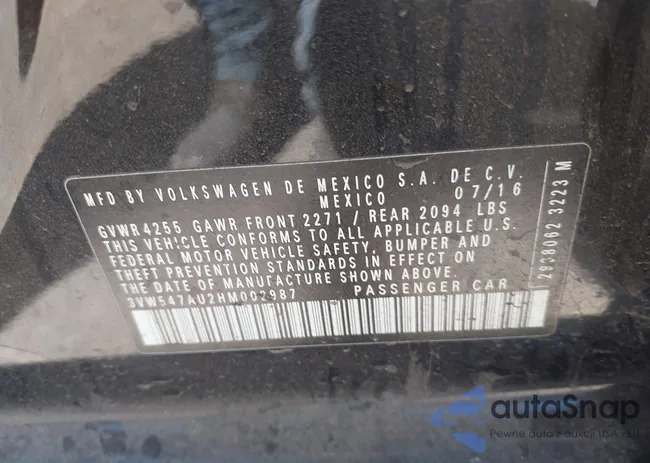 3VW547AU2HM002987: 42318859