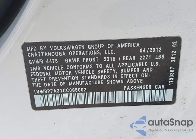 1VWBP7A31CC085002: 42318915