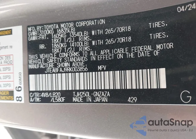 JTEABFAJ9RK003856: 42318917