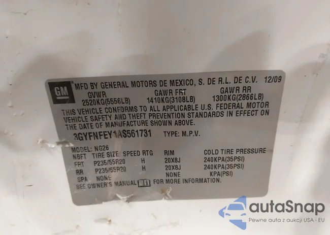 3GYFNFEY1AS561731: 42319025