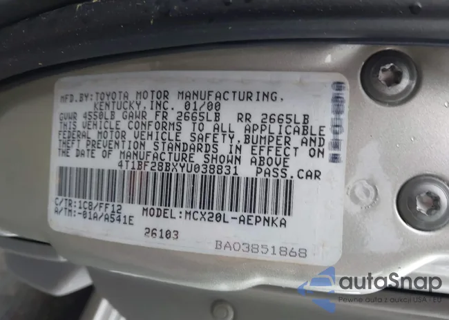 4T1BF28BXYU038831: 42319105