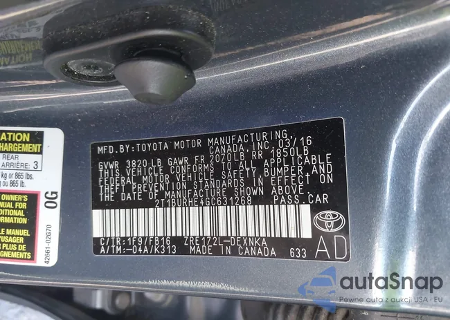 2T1BURHE4GC631268: 42319135