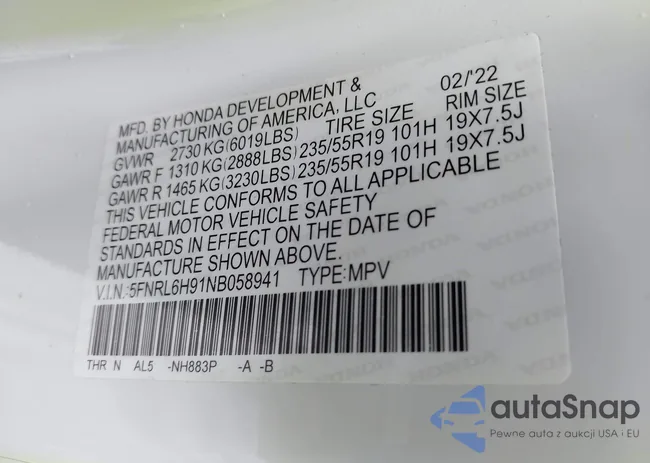 5FNRL6H91NB058941: 42320293