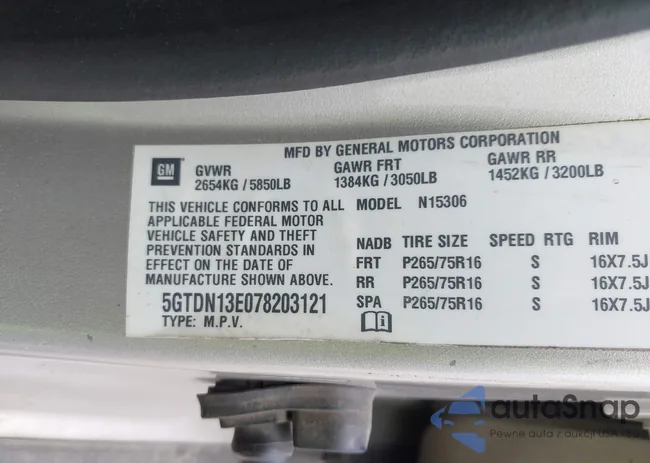 5GTDN13E078203121: 42320337