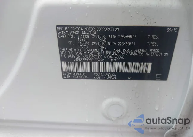 JTMRFREV9FD173998: 42320505