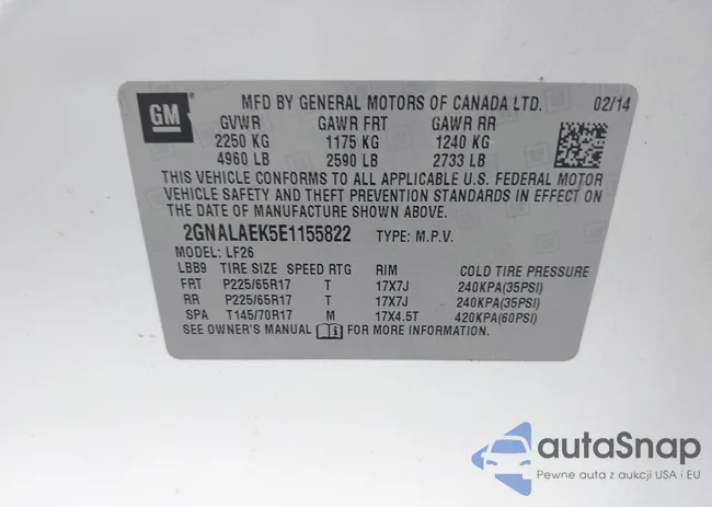 2GNALAEK5E1155822: 42320586