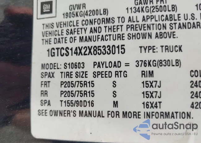 1GTCS14X2X8533015: 42320718