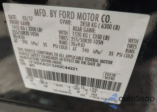 1FM5K8GTXHGC44221: 42320720