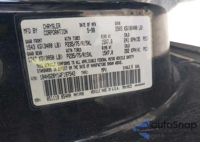 1B4HS28Y1WF197542: 42319784