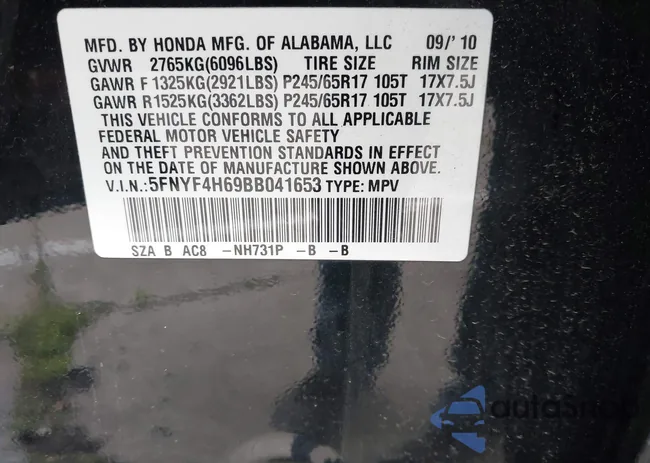 5FNYF4H69BB041653: 42319796