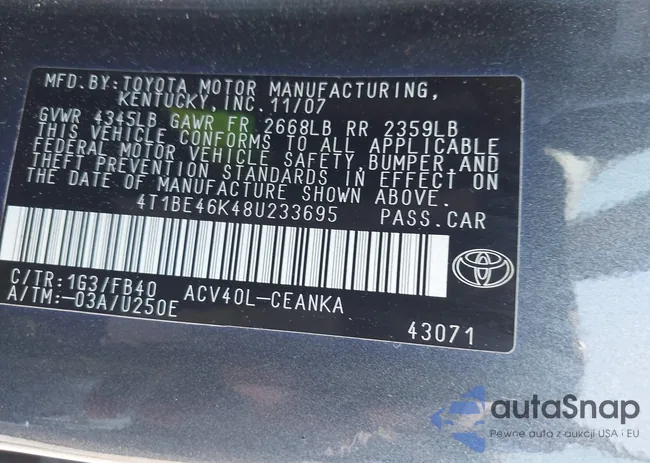 4T1BE46K48U233695: 42319888