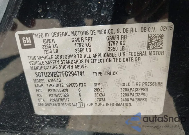 3GTU2VEC7FG294741: 42319971