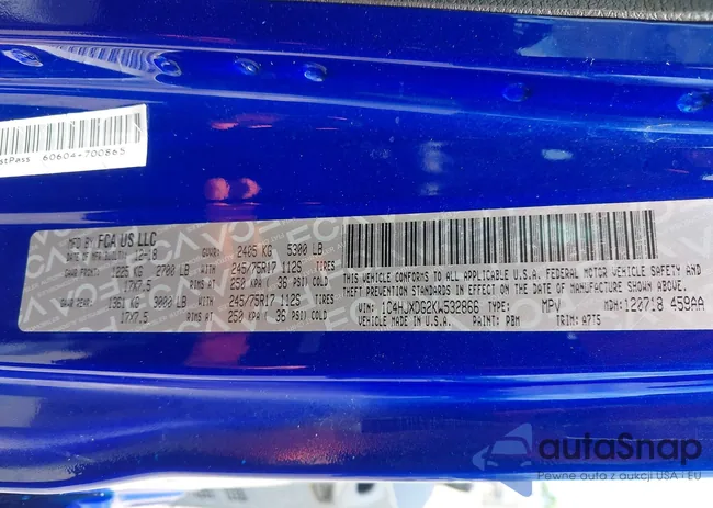 1C4HJXDG2KW532866: 42320008