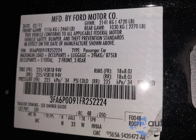 3FA6P0D91FR252224: 42320100