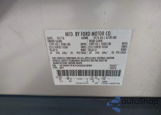 1FM5K7F81GGD21659: 42321409