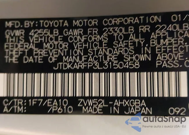 JTDKARFP3L3150458: 42321426