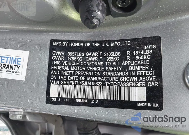 SHHFK7H45JU419323: 42321533