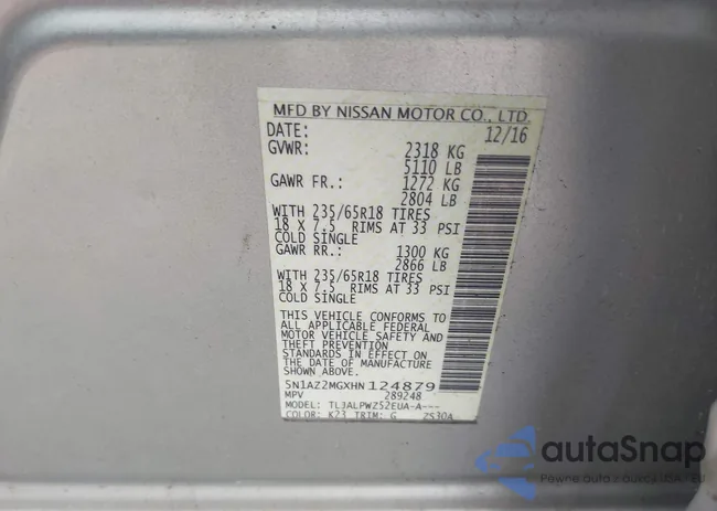 5N1AZ2MGXHN124879: 42321666